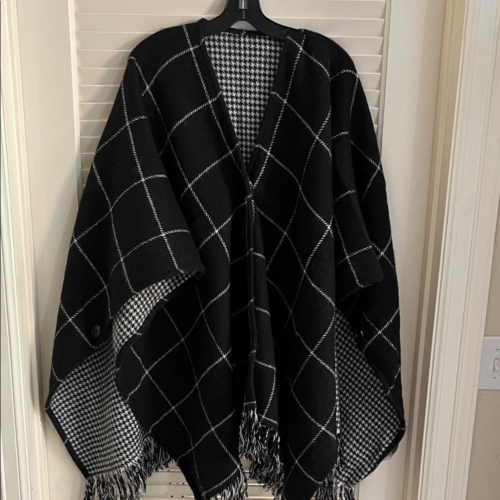 Black and White Checkered Poncho